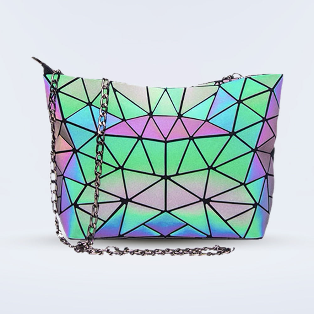 Holographic Geometric Luminous Purse Tote Handbag Reflective Women Makeup  Bags | eBay